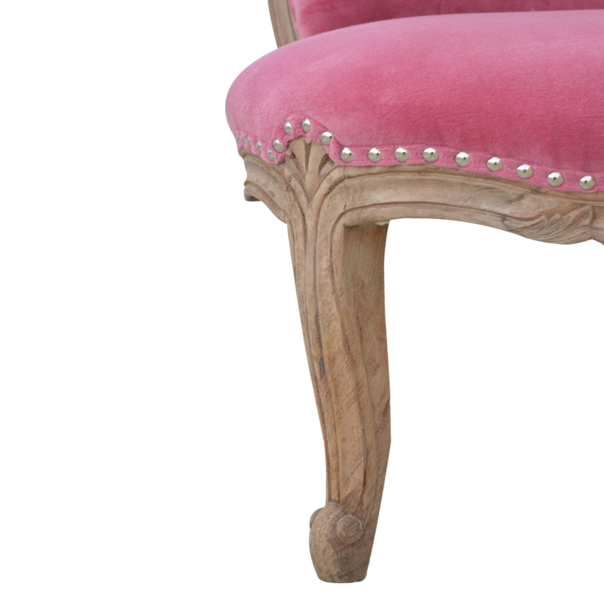 Pink Velvet Studded Chair | Cotton Velvet