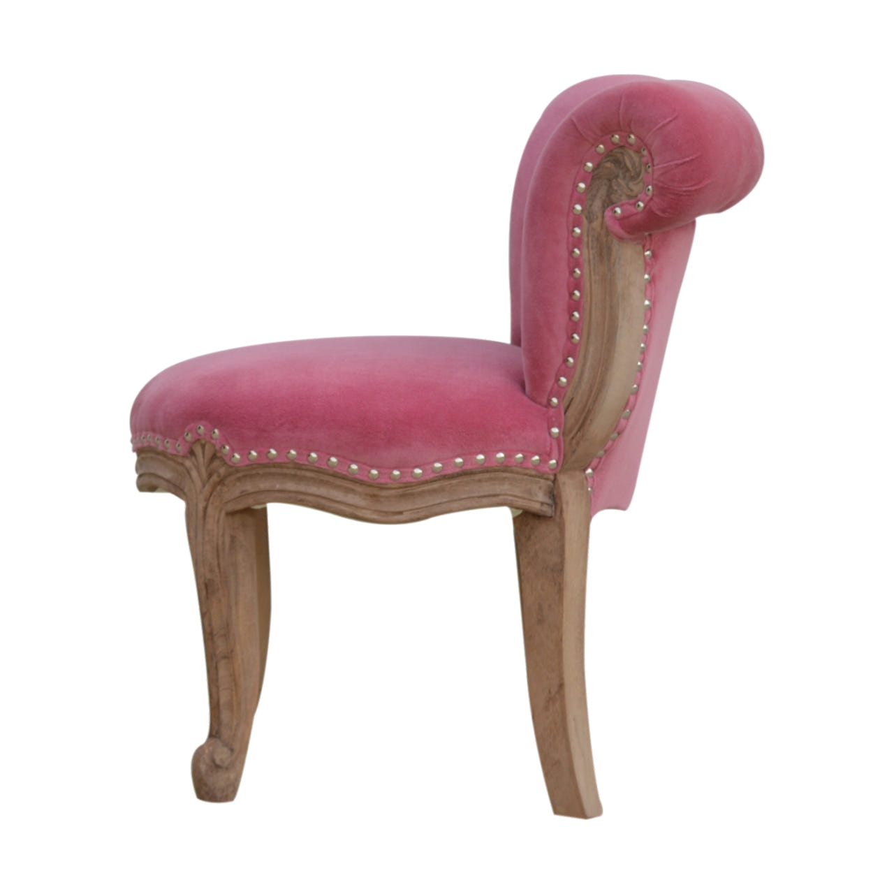 Pink Velvet Studded Chair | Cotton Velvet