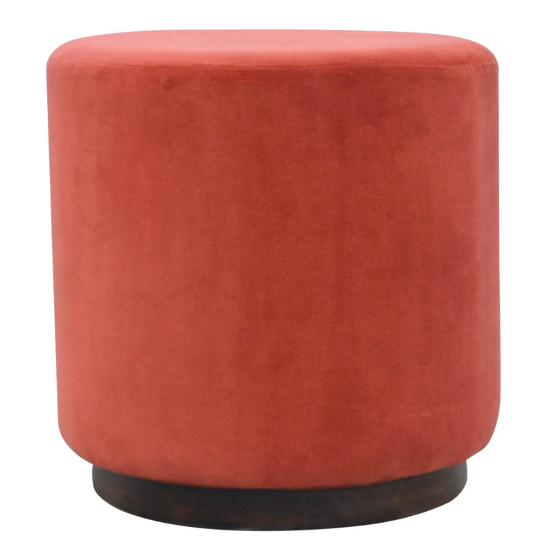 Large Brick Velvet Wooden Footstool | Cotton Velvet