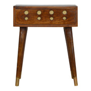 Chestnut Brass Cut out Bedside Table