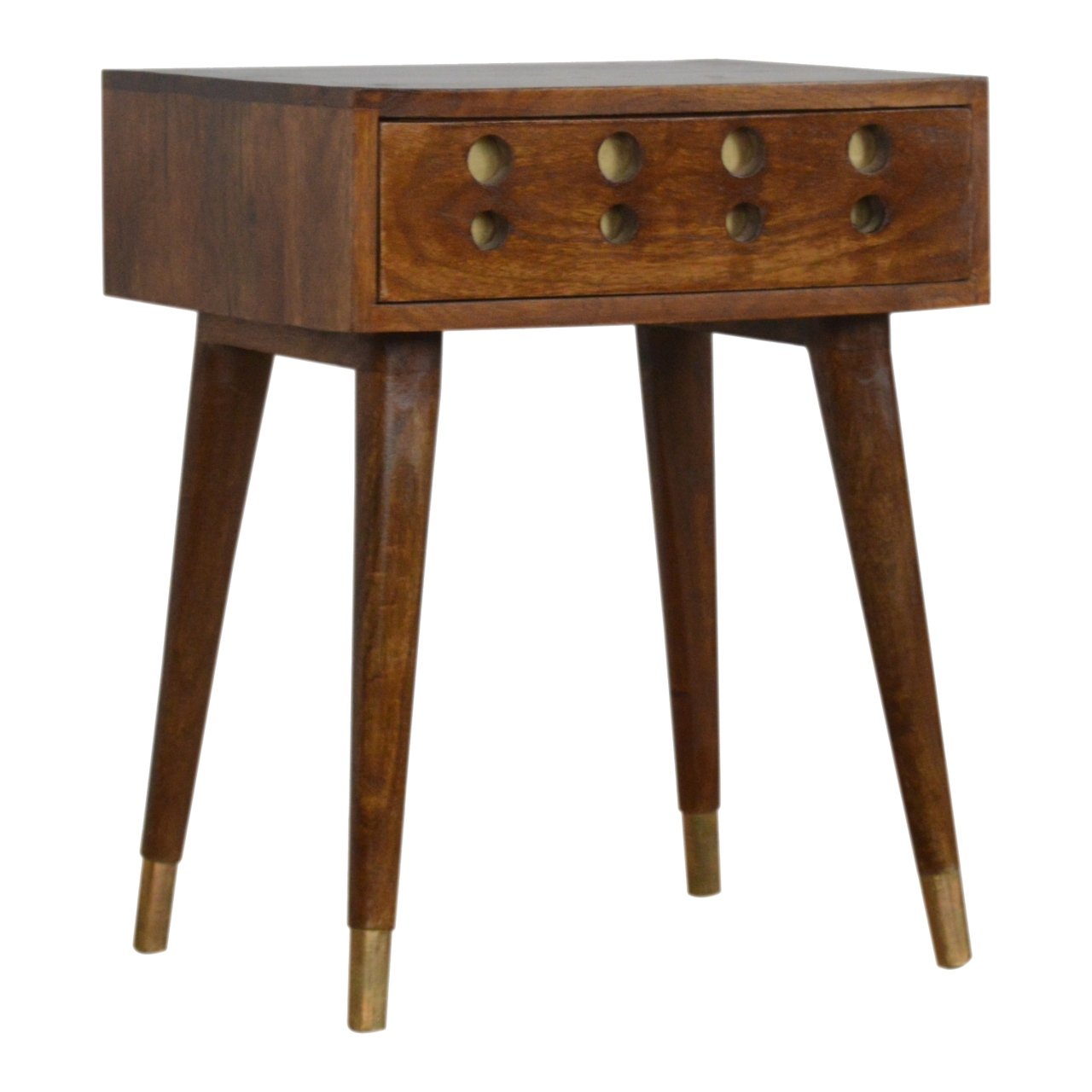 Chestnut Brass Cut out Bedside Table