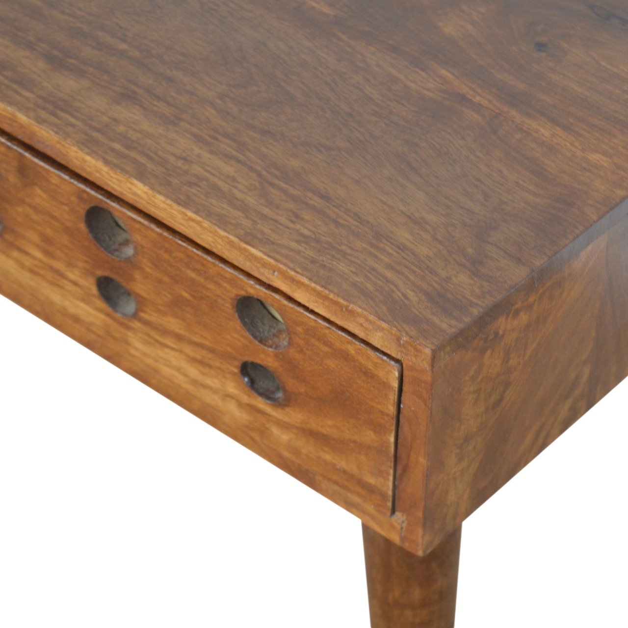 Chestnut Brass Cut out Bedside Table