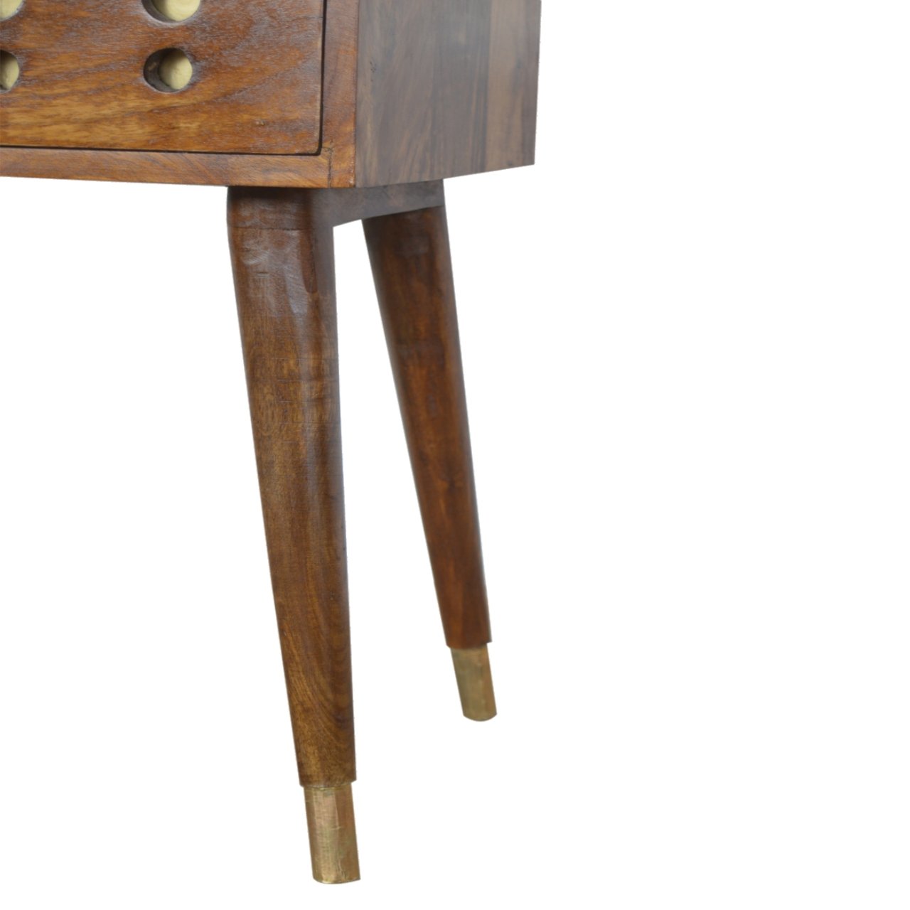 Chestnut Brass Cut out Bedside Table