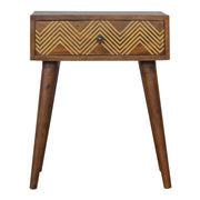 Brass Inlay Chevron Bedside Table