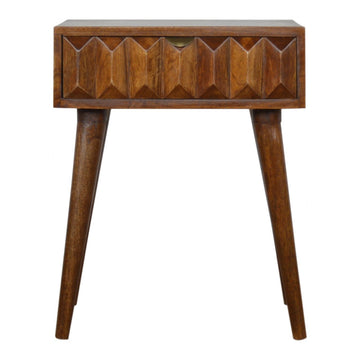 Carved Chestnut Bedside Table | Hand-Carved
