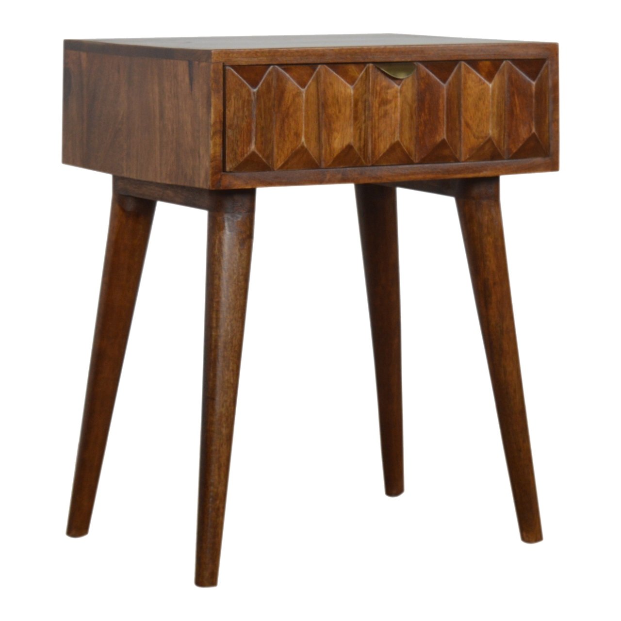 Carved Chestnut Bedside Table | Hand-Carved