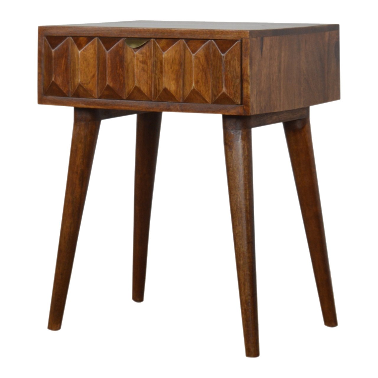 Carved Chestnut Bedside Table | Hand-Carved