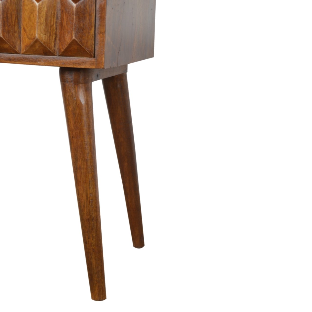 Carved Chestnut Bedside Table | Hand-Carved