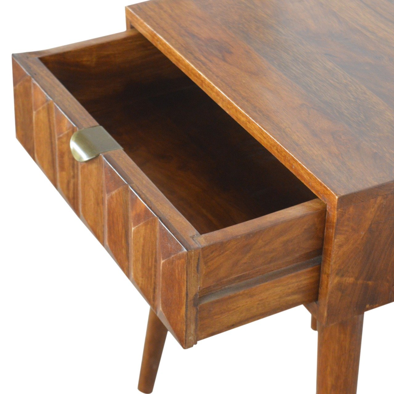 Carved Chestnut Bedside Table | Hand-Carved