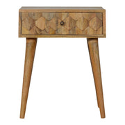 Pineapple Carved Oak-ish Bedside Table | Hand-Carved
