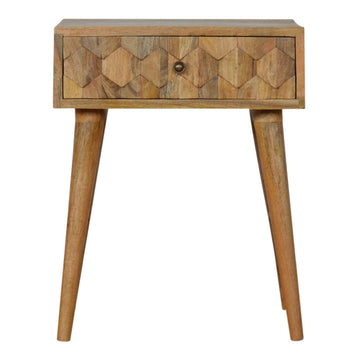 Pineapple Carved Oak-ish Bedside Table | Hand-Carved