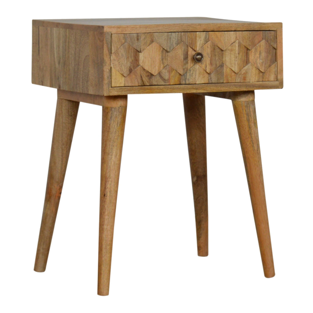 Pineapple Carved Oak-ish Bedside Table | Hand-Carved