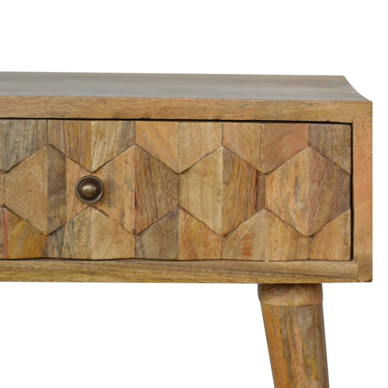 Pineapple Carved Oak-ish Bedside Table | Hand-Carved