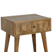 Pineapple Carved Oak-ish Bedside Table | Hand-Carved