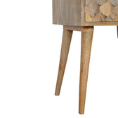 Pineapple Carved Oak-ish Bedside Table | Hand-Carved