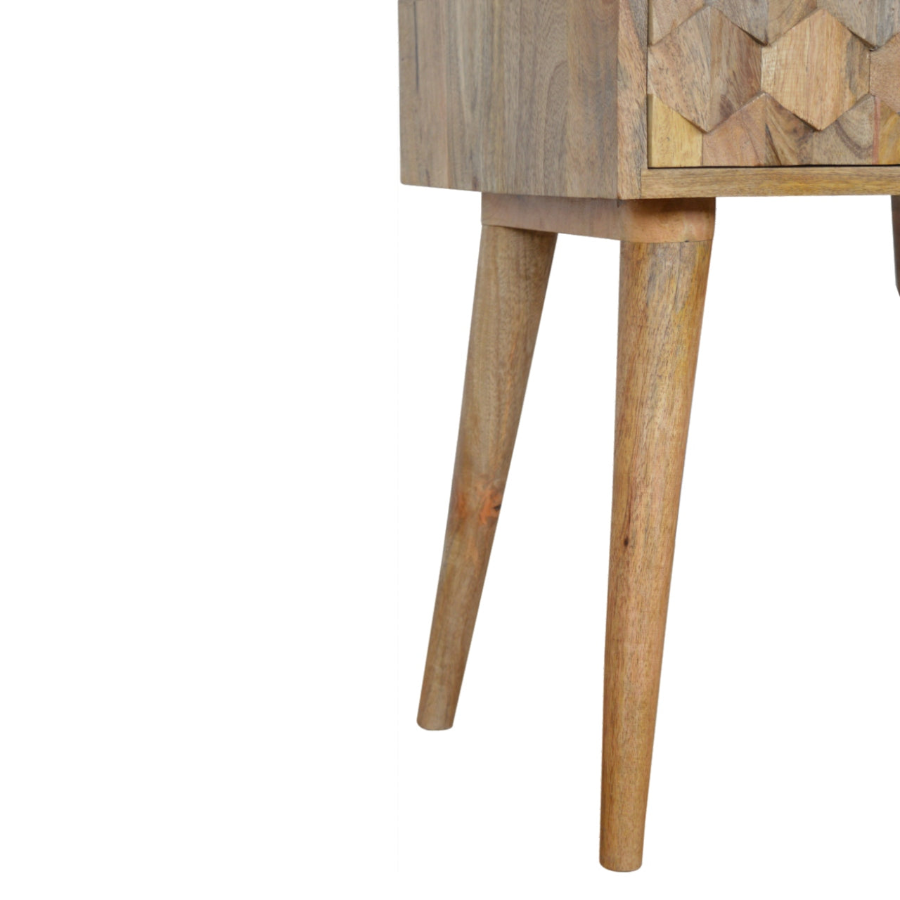 Pineapple Carved Oak-ish Bedside Table | Hand-Carved