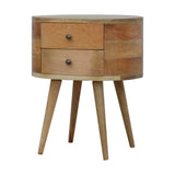 Rounded Bedside Table | Oak-Ish Solid Mango Wood