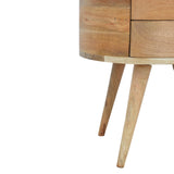 Rounded Bedside Table | Oak-Ish Solid Mango Wood