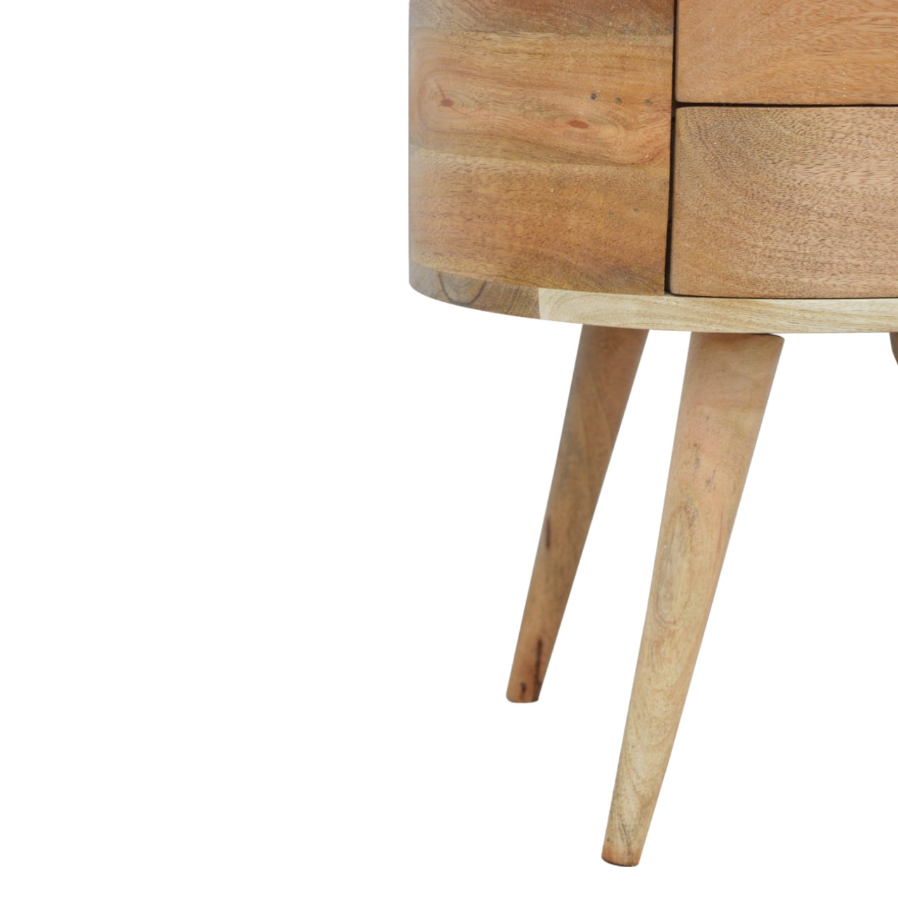 Rounded Bedside Table | Oak-Ish Solid Mango Wood