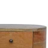 Rounded Bedside Table | Oak-Ish Solid Mango Wood