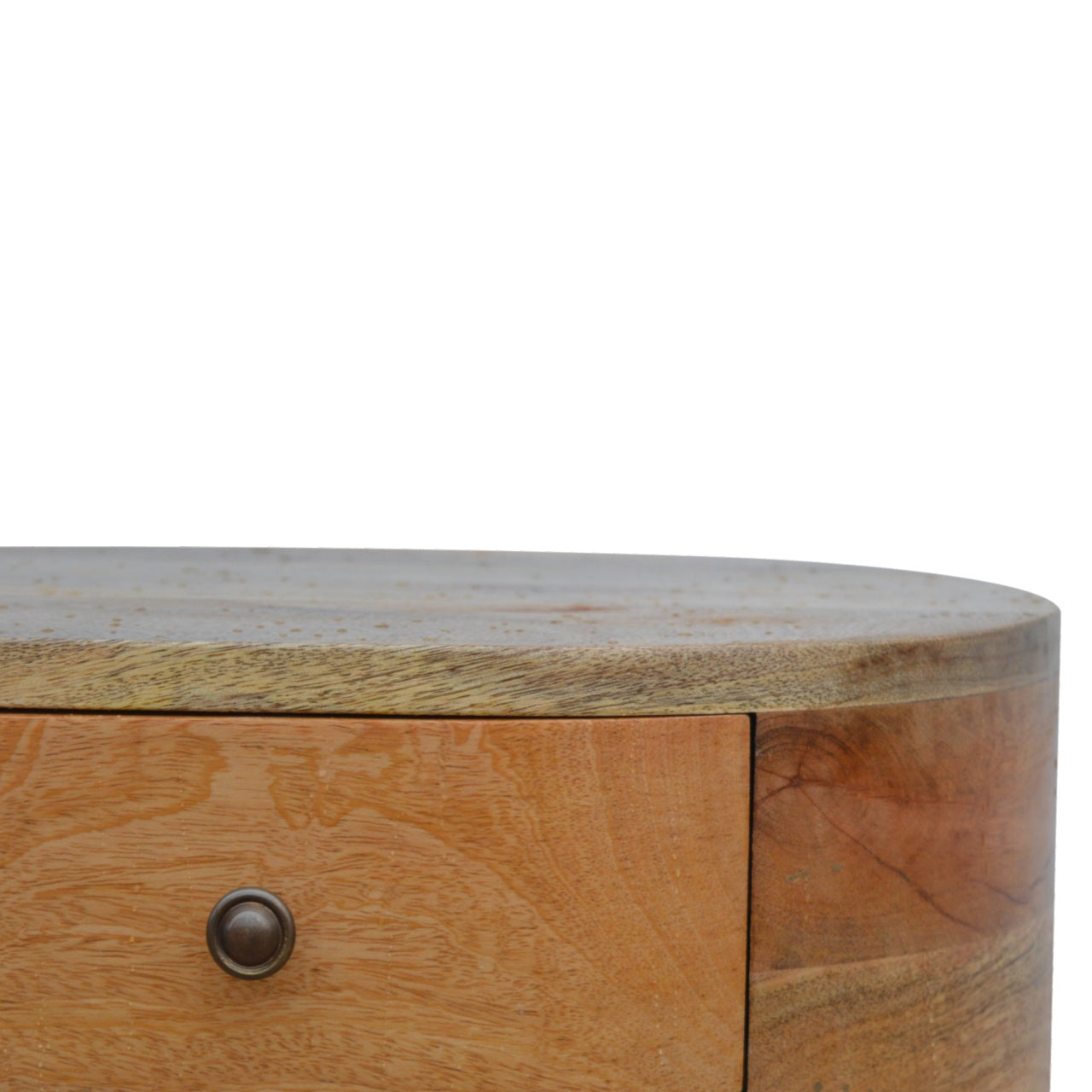 Rounded Bedside Table | Oak-Ish Solid Mango Wood