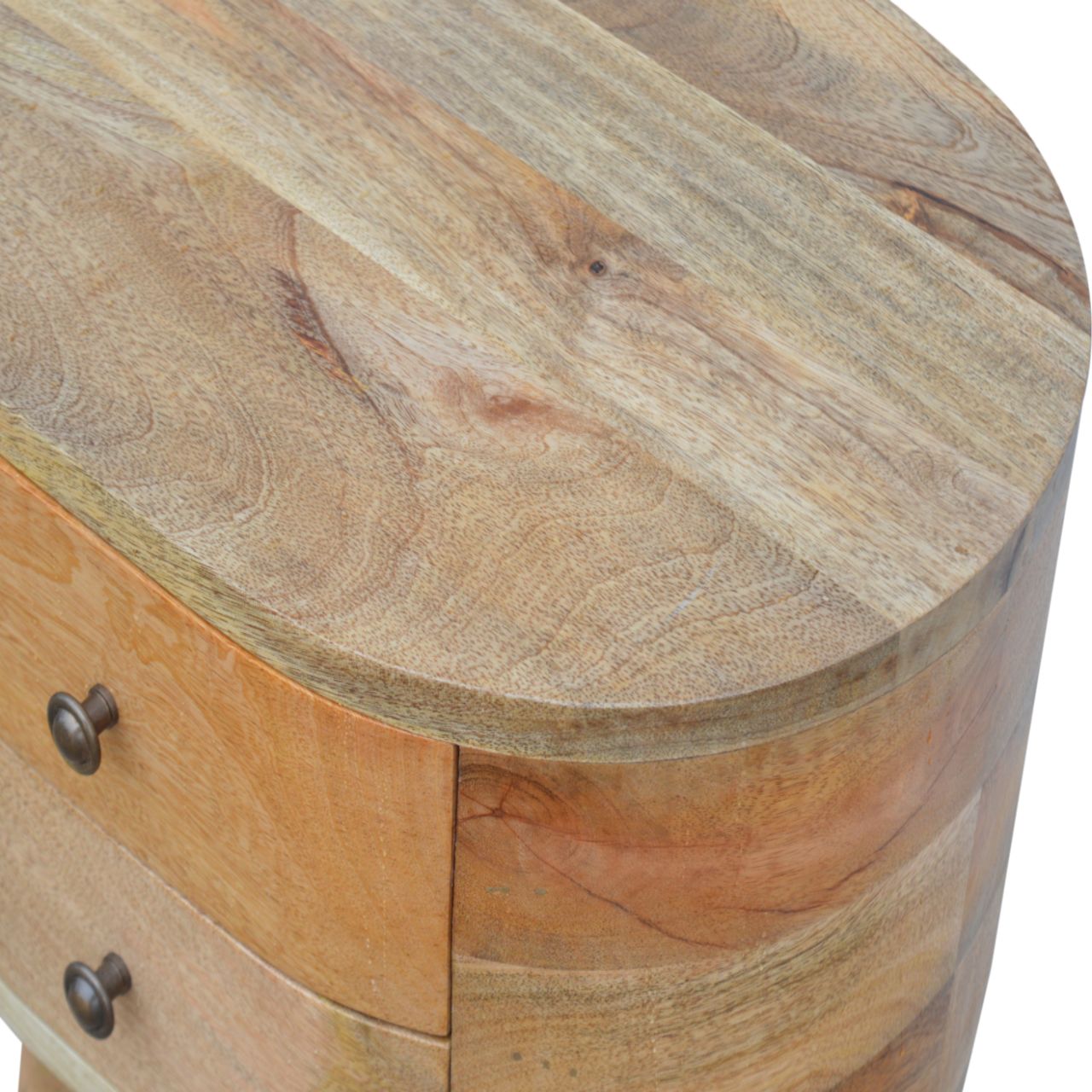 Rounded Bedside Table | Oak-Ish Solid Mango Wood