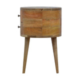 Rounded Bedside Table | Oak-Ish Solid Mango Wood