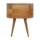 Rounded Bedside Table | Oak-Ish Solid Mango Wood