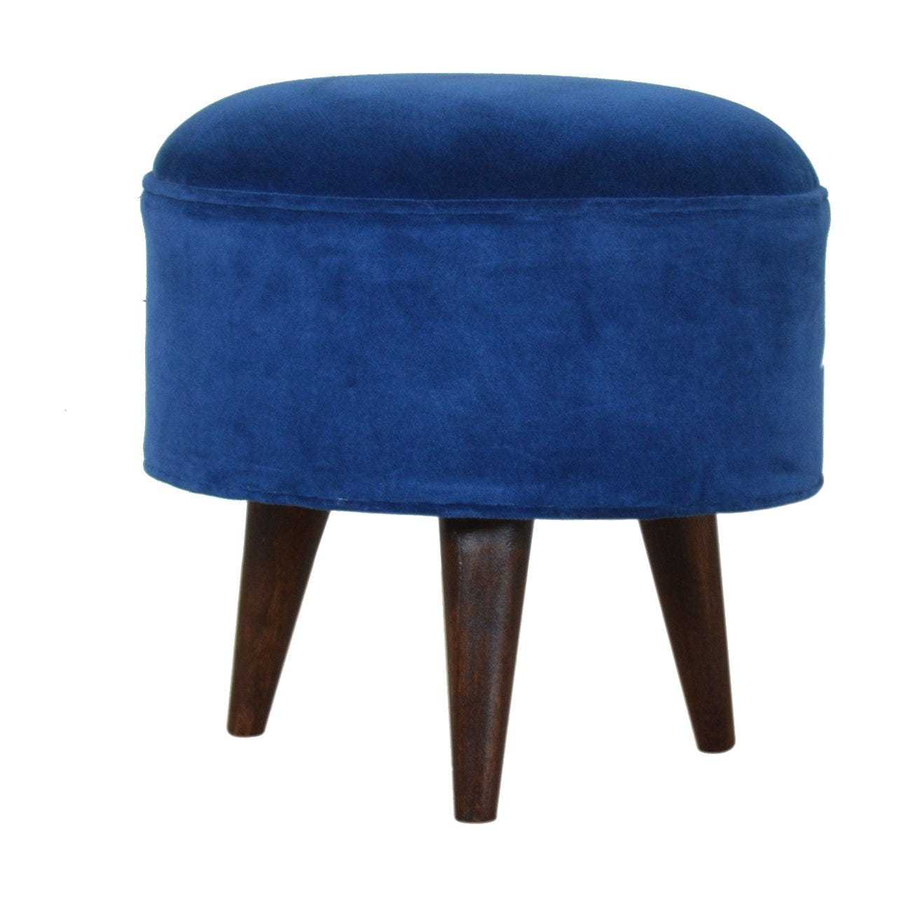 Royal Blue Velvet Nordic Footstool | Cotton Velvet Default Title