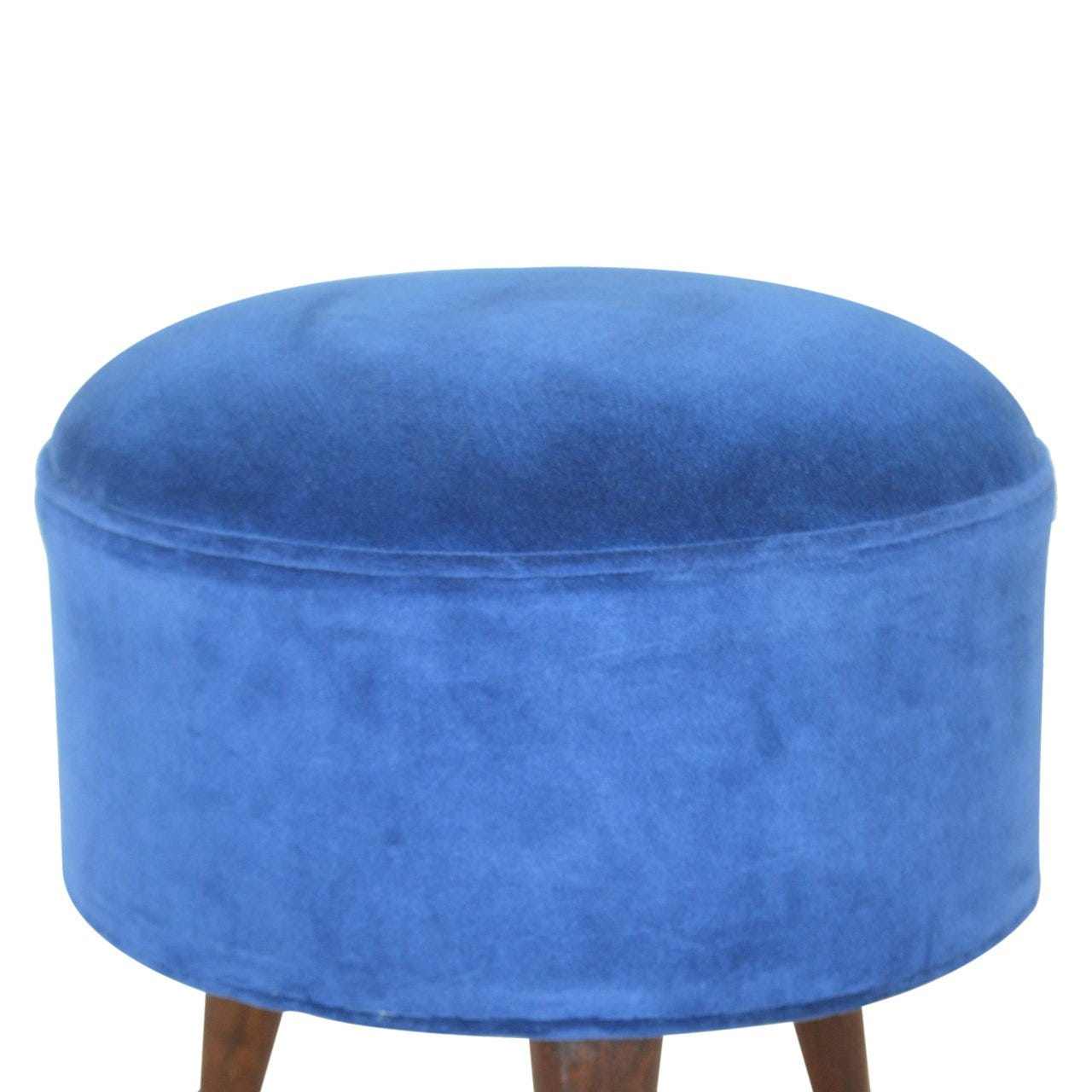 Royal Blue Velvet Nordic Footstool | Cotton Velvet