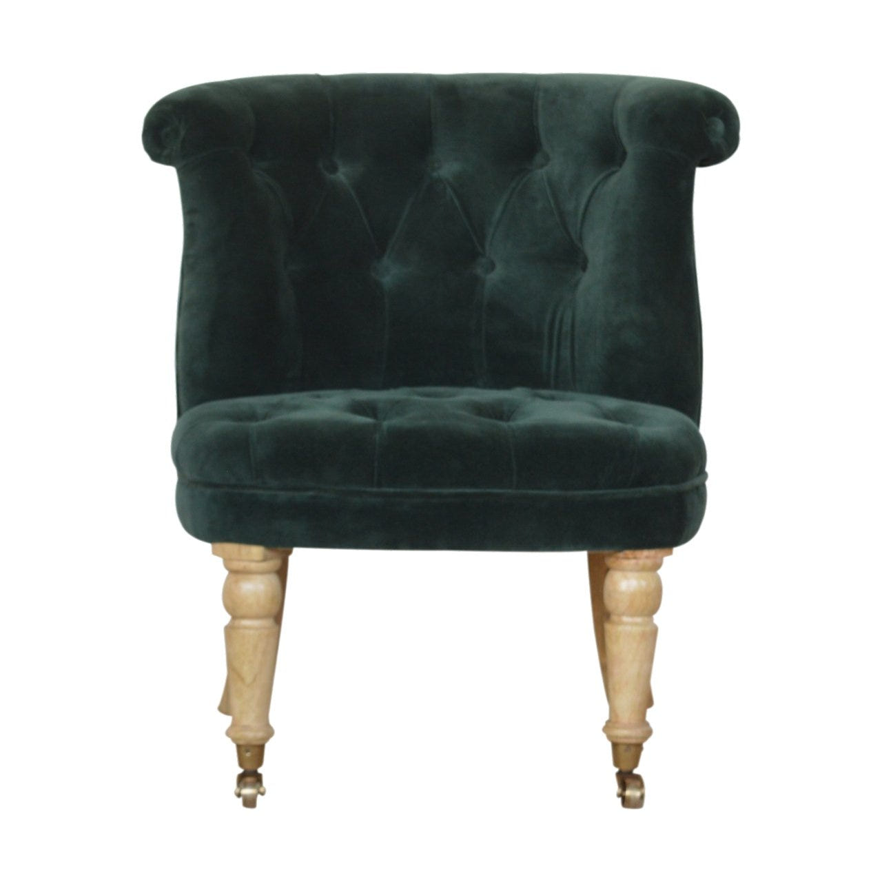 Emerald Velvet Accent Chair | Hand-Carved