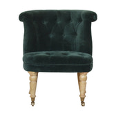 Emerald Velvet Accent Chair | Hand-Carved