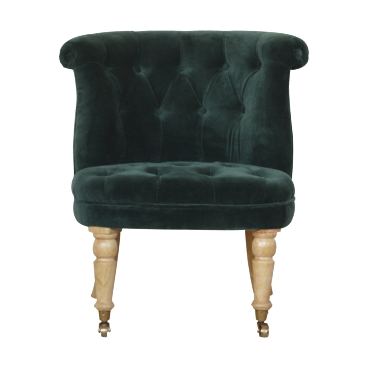 Emerald Velvet Accent Chair | Hand-Carved