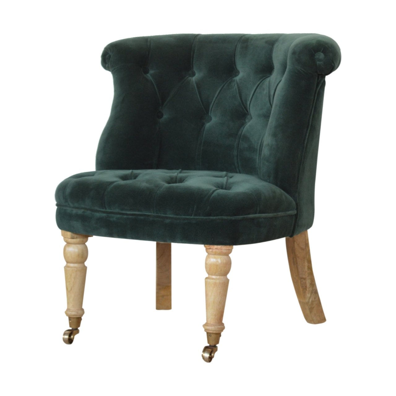 Emerald Velvet Accent Chair | Hand-Carved