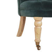 Emerald Velvet Accent Chair | Hand-Carved