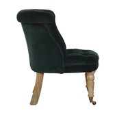 Emerald Velvet Accent Chair | Hand-Carved