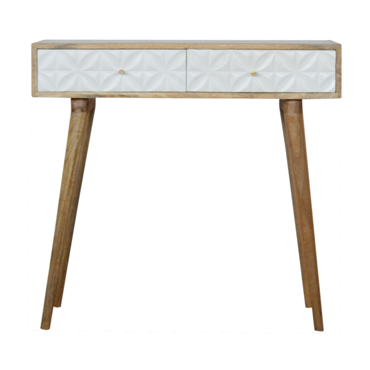Daisy Carved Console Table | Oak Mango Wood Hand-Carved