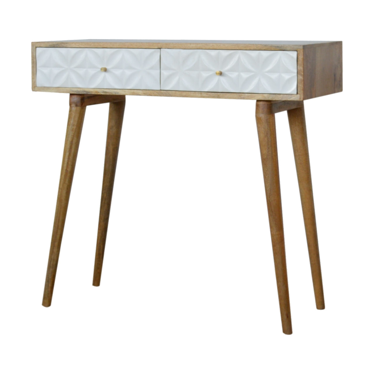 Daisy Carved Console Table | Oak Mango Wood Hand-Carved