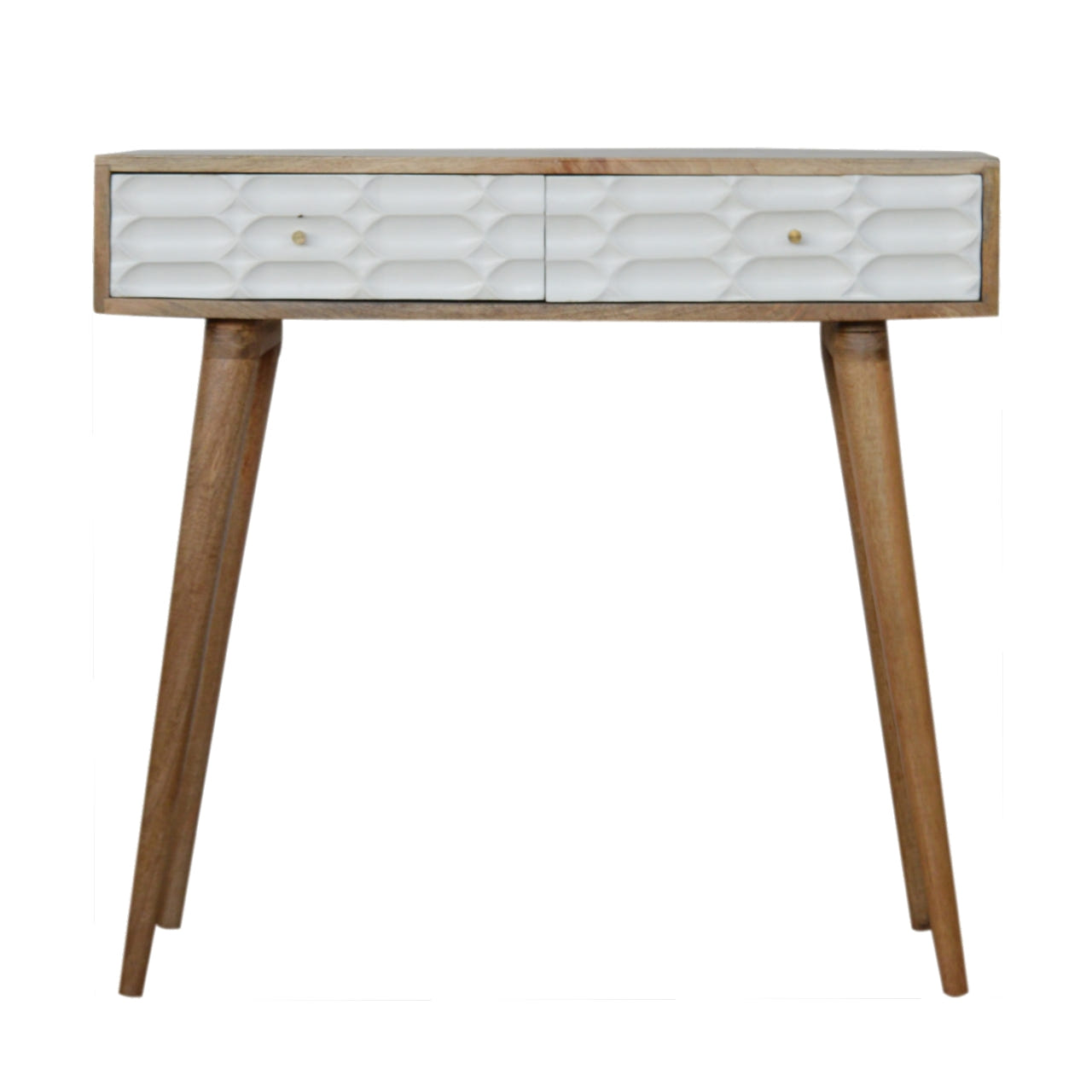 Capsule Console Table | Oak Solid Mango Wood Hand-Carved