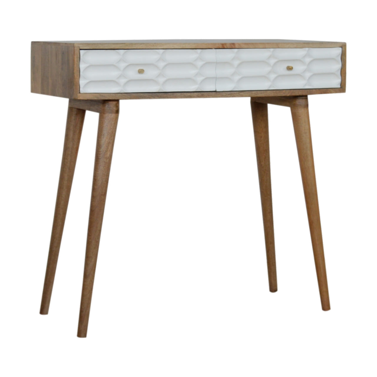 Capsule Console Table | Oak Solid Mango Wood Hand-Carved