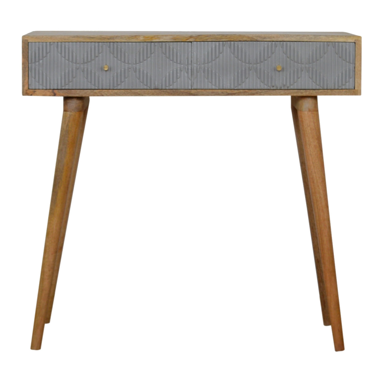 Milan Grey Console Table | Oak-Ish Solid Mango Wood Hand-Carved