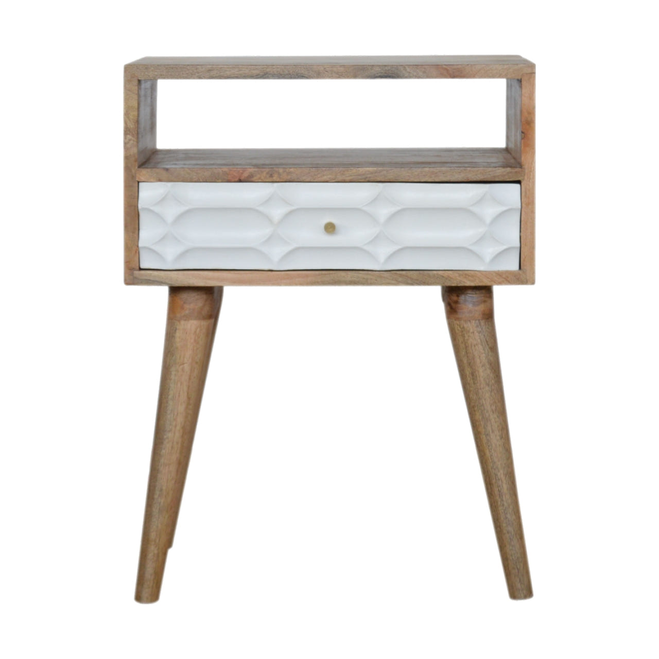 Capsule Bedside with Open Slot Bedside Table | Oak-Ish Solid Mango Wood