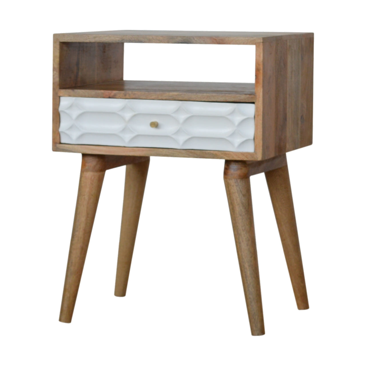 Capsule Bedside with Open Slot Bedside Table | Oak-Ish Solid Mango Wood