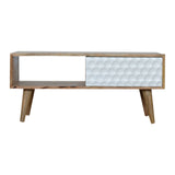 Honeycomb Carved Coffee Table | Oak-Ish Mango Wood Hand-Carved