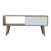 Honeycomb Carved Coffee Table | Oak-Ish Mango Wood Hand-Carved