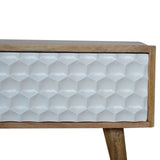 Honeycomb Carved Coffee Table | Oak-Ish Mango Wood Hand-Carved