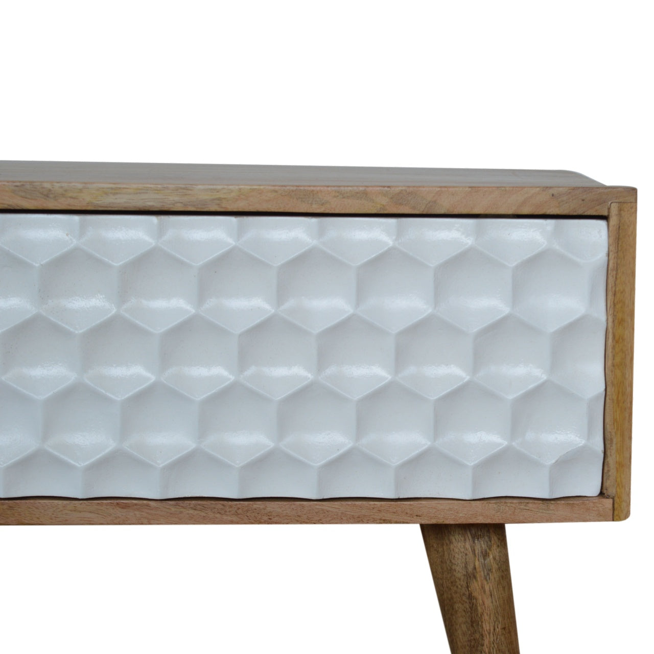 Honeycomb Carved Coffee Table | Oak-Ish Mango Wood Hand-Carved