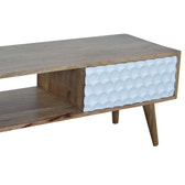Honeycomb Carved Coffee Table | Oak-Ish Mango Wood Hand-Carved