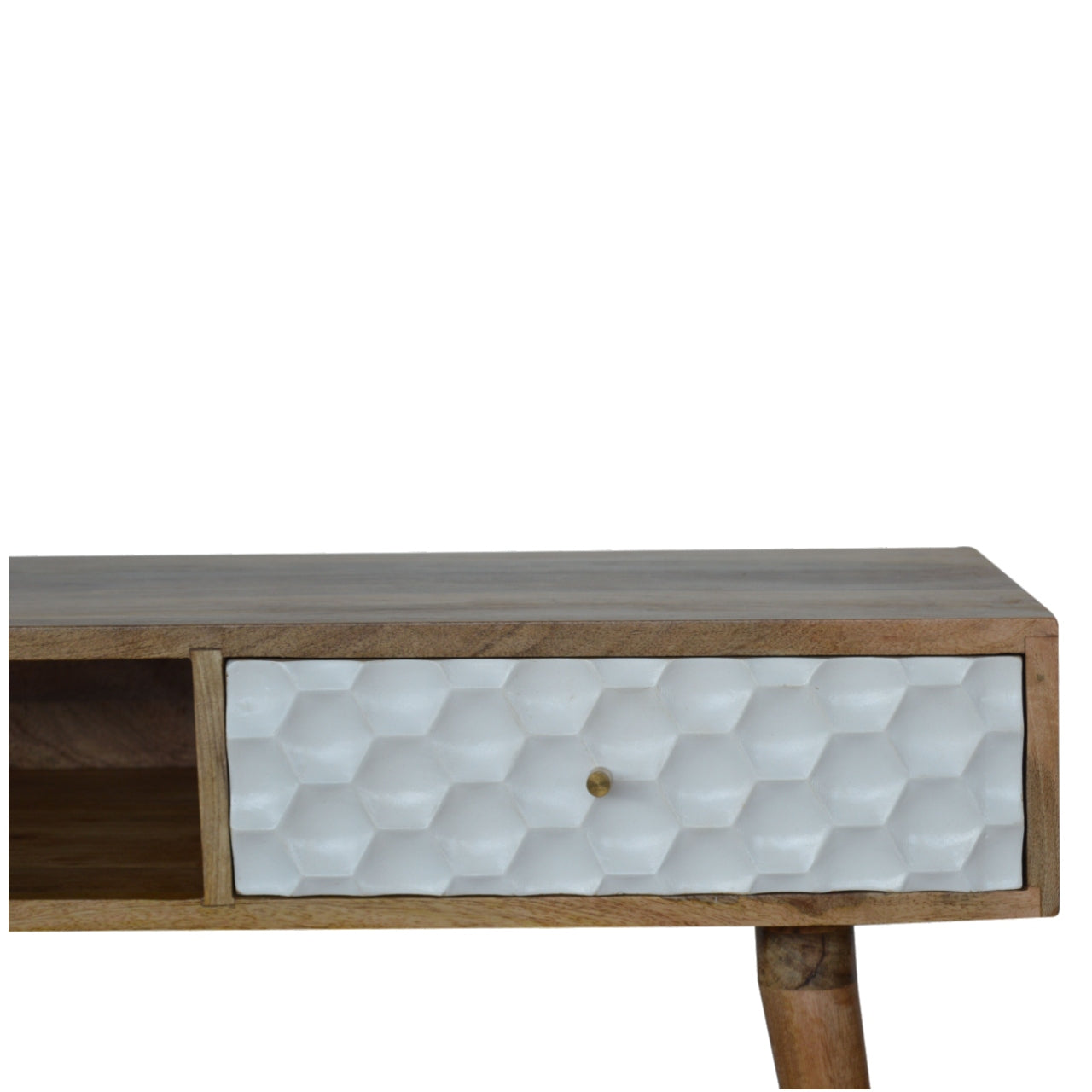 Honeycomb Writing Desk | Oak Solid Mango Wood Hand-Carved