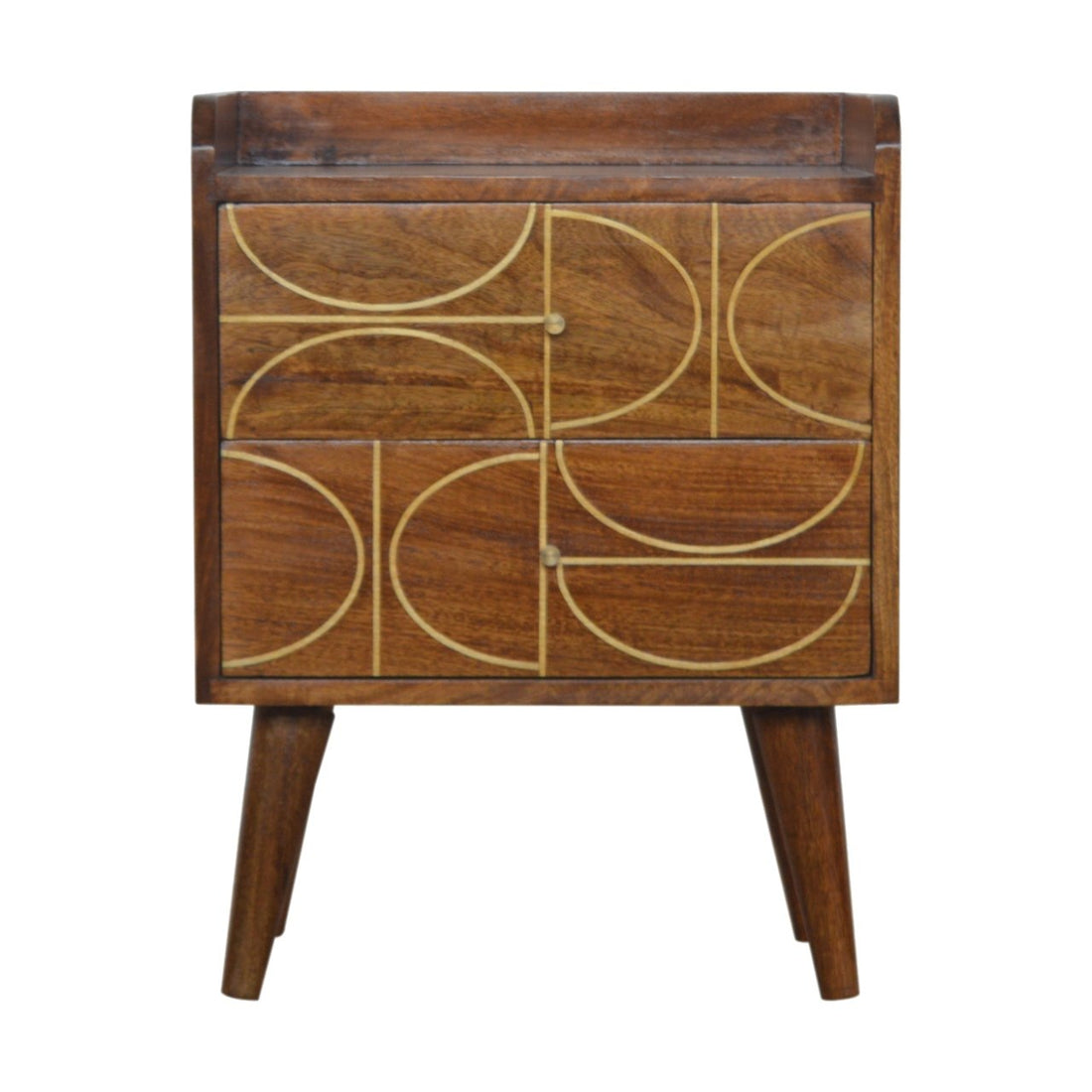 Chestnut Inlay Abstract Bedside Table